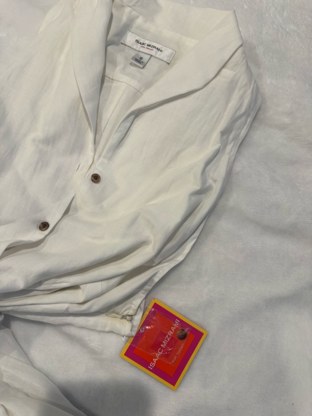 Isaac Mizrahi for Target White Midi Sun Dress with Button-Front - Picture 4 of 6